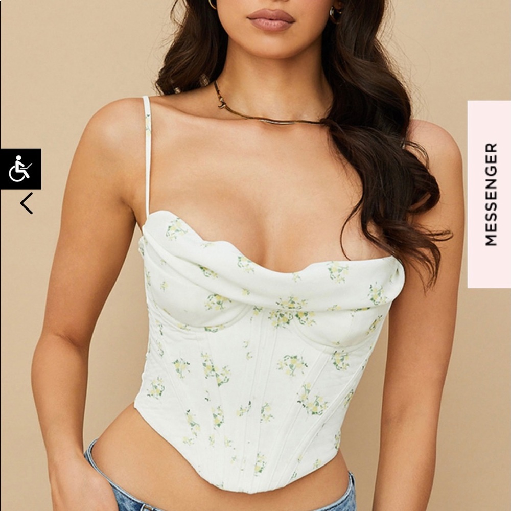 House of CB Bea Ivory Satin Draped Corset - Picture 2 of 7
